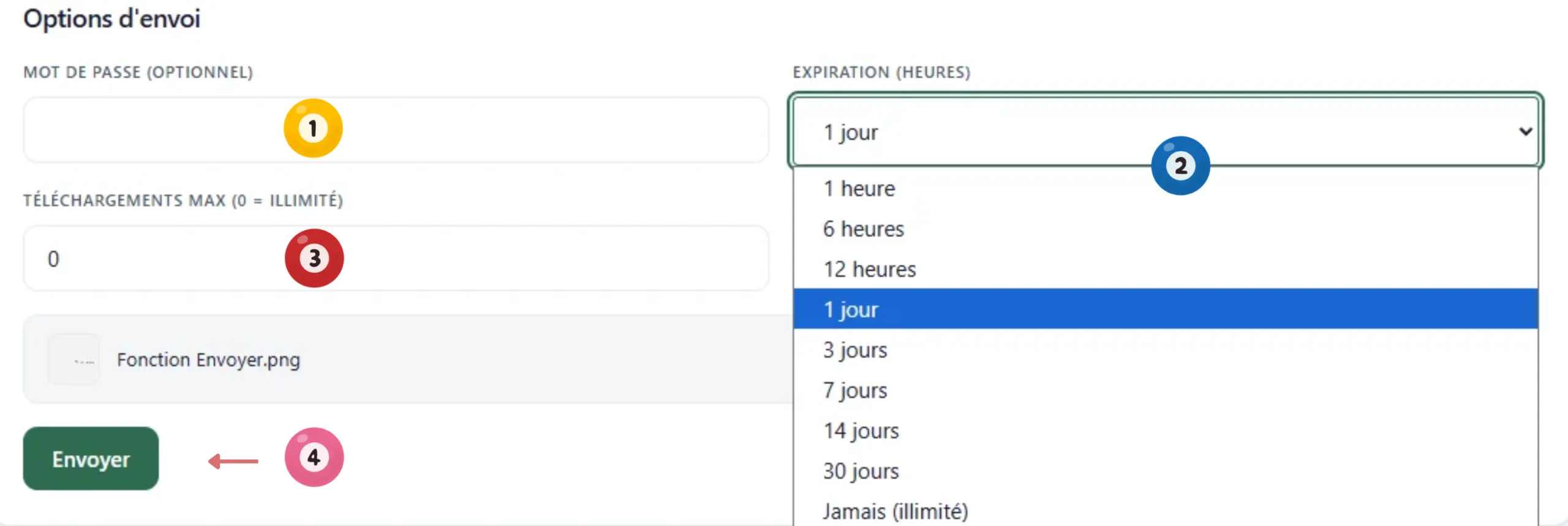 Options d'envoi